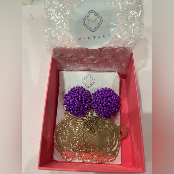 Women's LSU Tiger Game Day Earrings - Picture 3 of 4